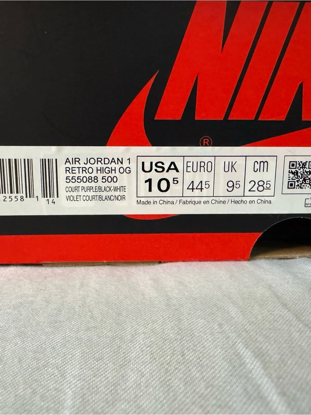 Jordan 1 high court purple size 10.5